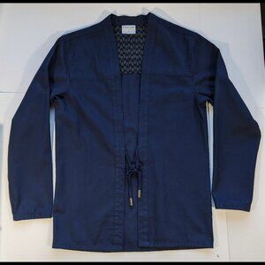 Akashi Kama Noragi Jacket Unisex Navy Blue Japanese Cotton MEDIUM Made In USA